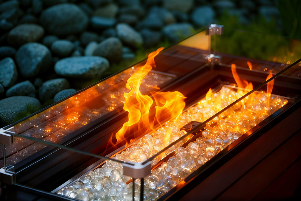43" Propane Gas Fire Pit Table ETL Certified Wicker Look Surface Steel Rectangle fire Table 50, 000 BTU with
