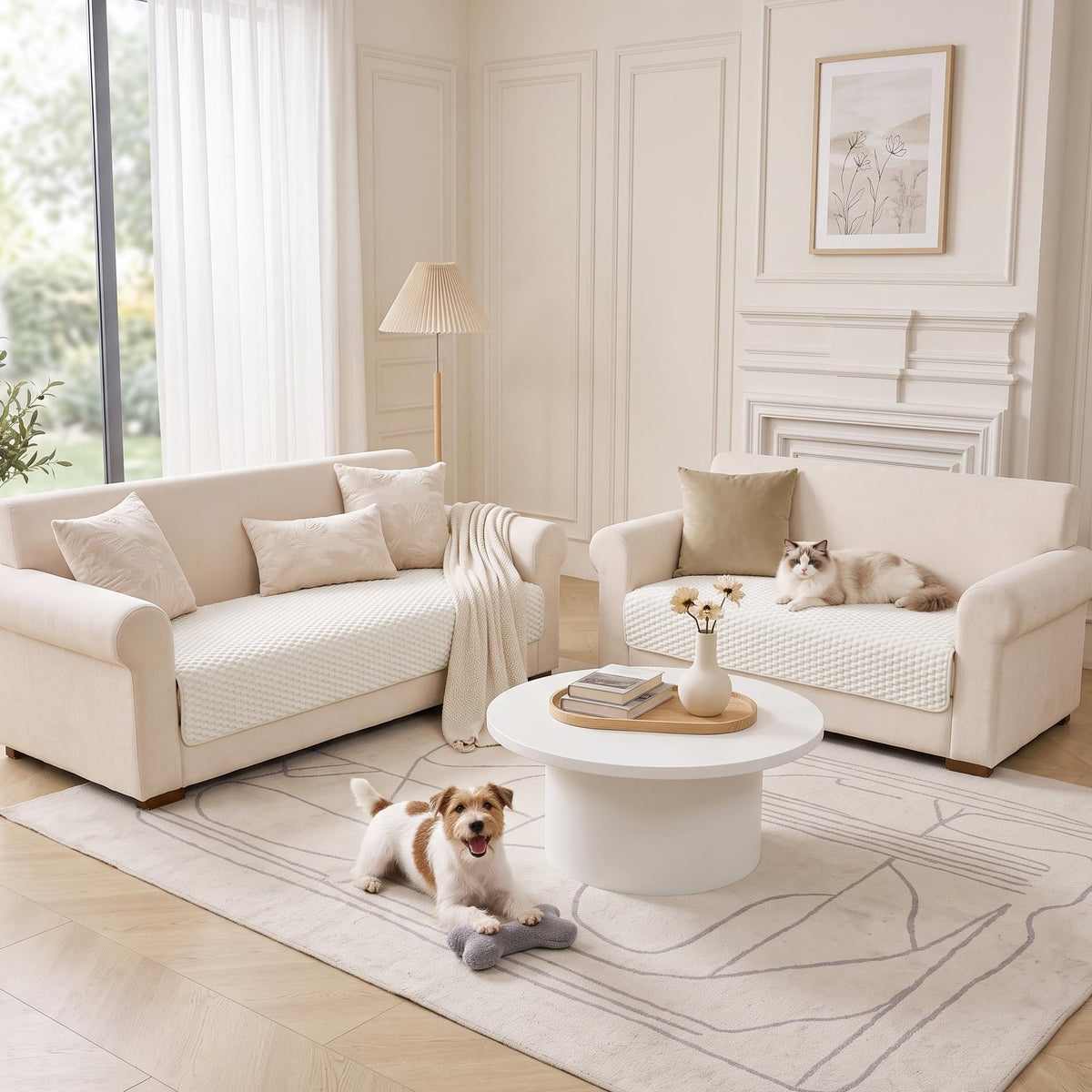 100% Waterproof Couch Cover for Sectional Sofa, 35"x71"+35"x83"