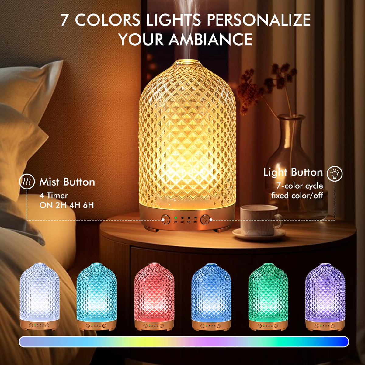 200ml Essential Oil Diffuser 4-in-1 Glsss Diffuser