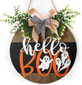 Cute Ghost Door Sign 12 Inch Halloween Wreaths for Front Door Cute Halloween Decor Wood Door Hanger Hello Boo Sign