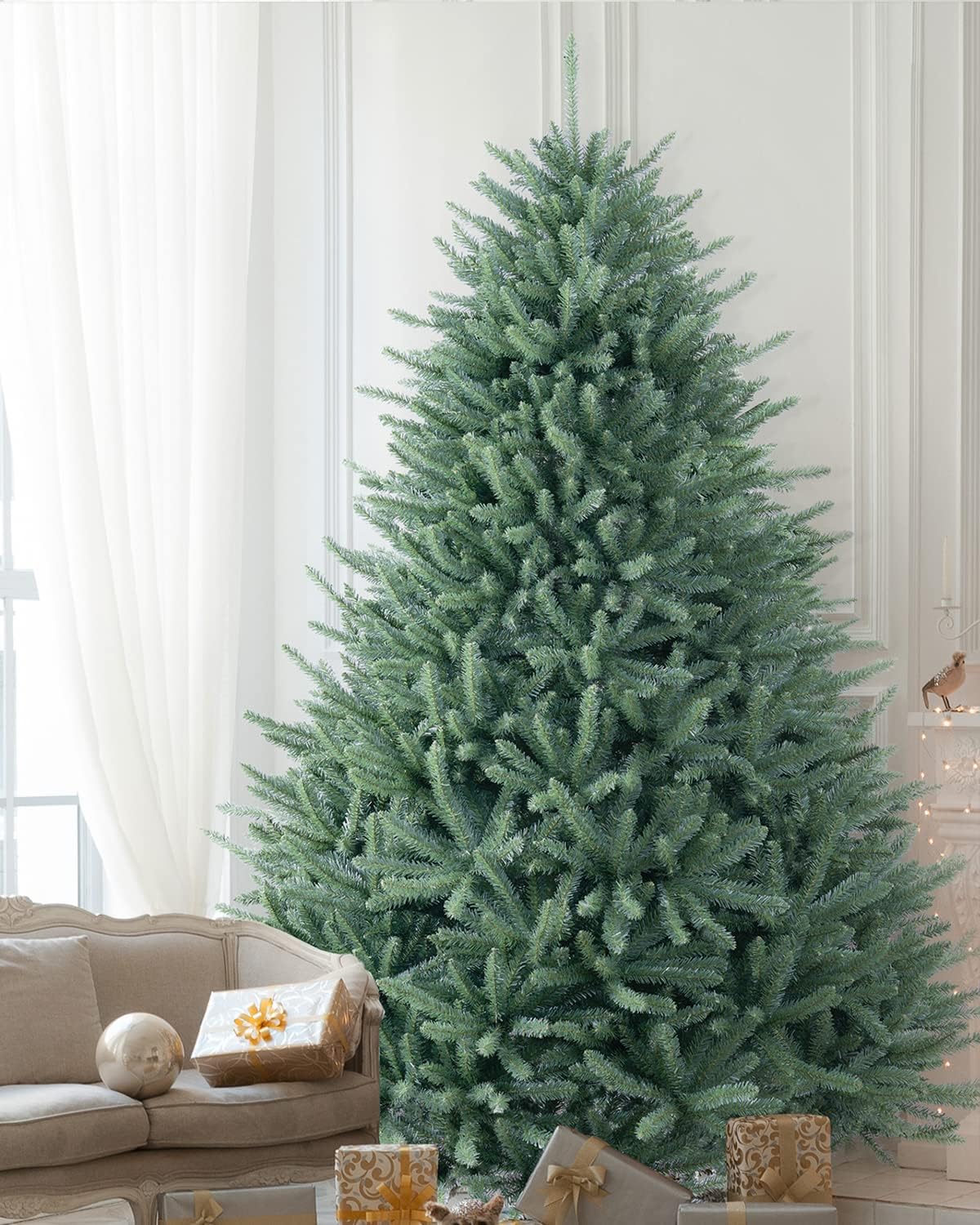 Blue Spruce Christmas Tree , Premium Hinged Artificial Christmas Tree, Full Unlit Xmas Tree No Lights, Non