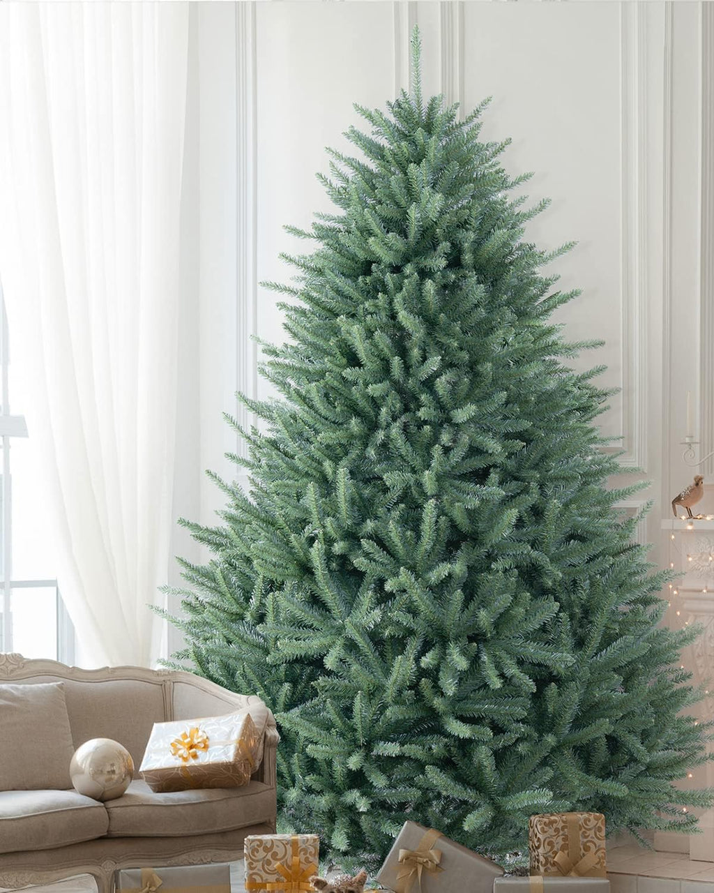 Blue Spruce Christmas Tree , Premium Hinged Artificial Christmas Tree, Full Unlit Xmas Tree No Lights, Non