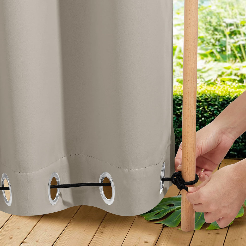 Windproof Outdoor Curtains Waterproof W84xL84 Natural