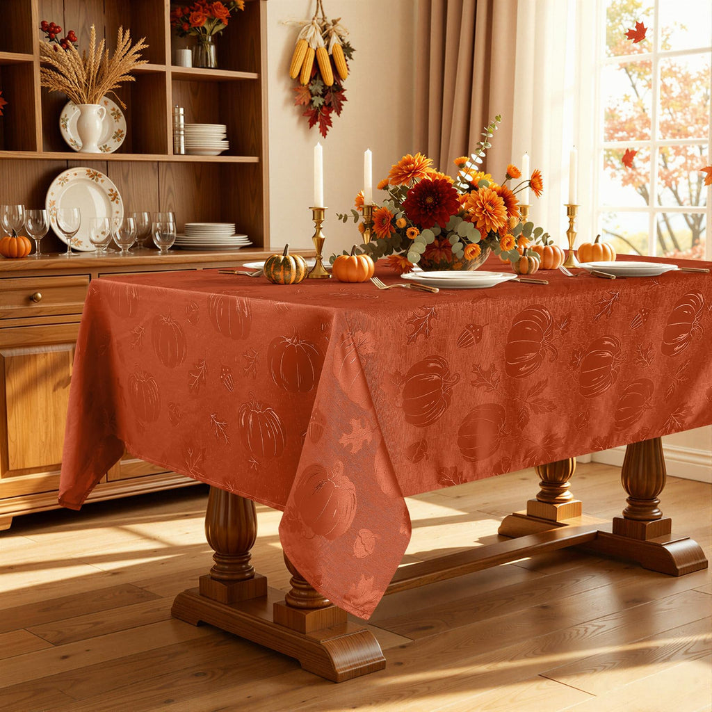 54x54 Inch Thanksgiving Jacquard Sqaure Table Cloth for Fall