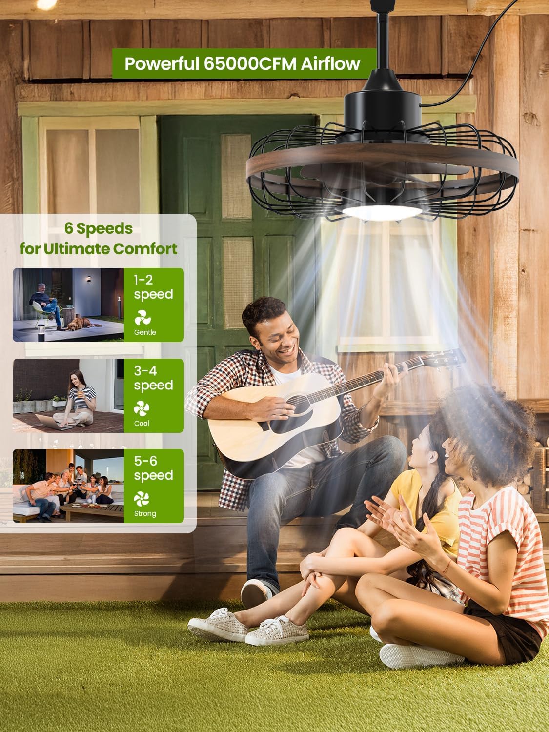 18" Outdoor Smart Ceiling Fan with Light & Remote