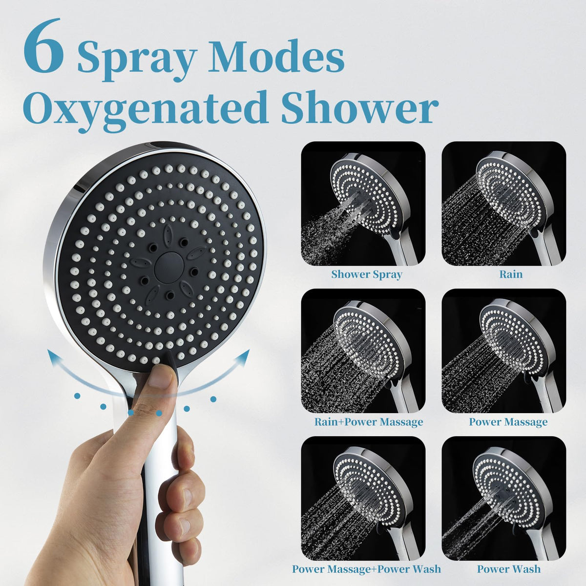 Shower Slide Bar Combo, 33 in Segmental Slide Bar with 6-Mode High Pressure Handheld Shower Head and 60 in Stainless
