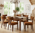 Mid Century Modern Dining Chairs Set of 6, Upholstered Wooden Dining Room Chairs, Farmhouse Kitchen Chairs, Accent