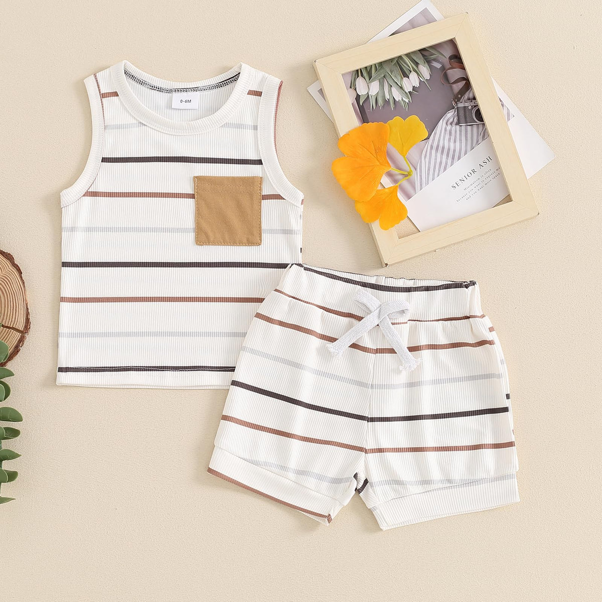 Baby Boy Clothes Casual Striped Tank Tops Camisoles and Shorts 2 Piece Newborn Boys Spring Summer Outfit Set
