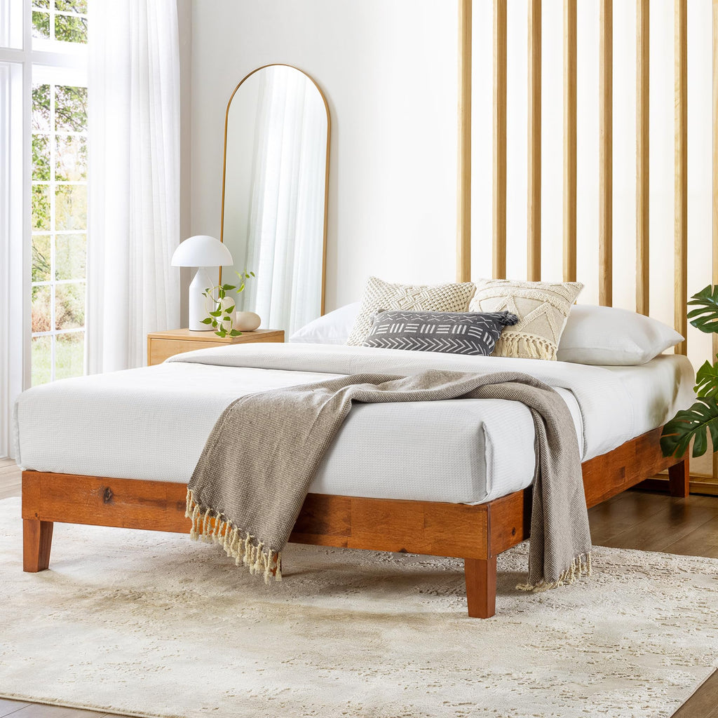 Naturalista Grand - 12 Inch Solid Wood Platform Bed with Wooden Slats - No Box Spring Needed - King (Cherry)