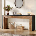 70.9-Inch Long Console Table, Farmhouse Narrow Wooden Sofa Table Behind The Couch, Foyer, Black + Natural Wood Color