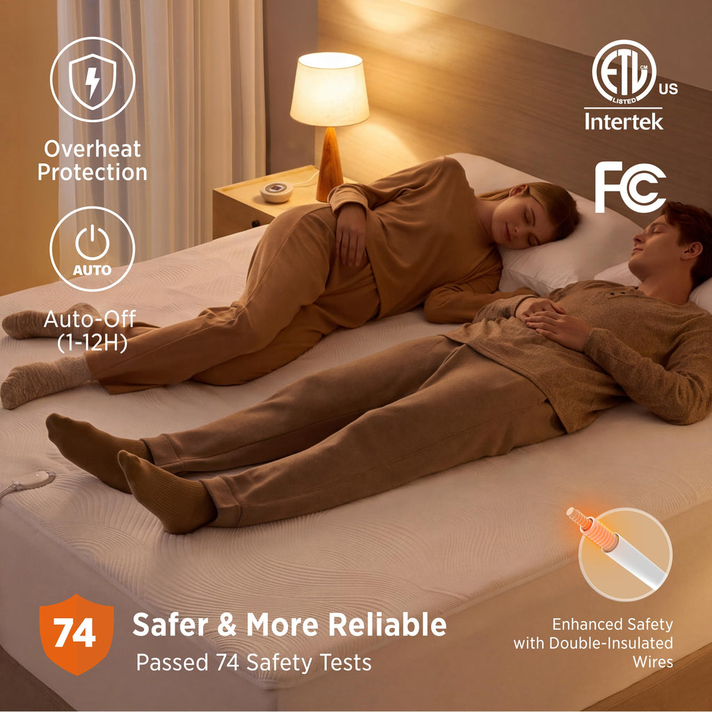 Heated Mattress Pad King Thick Comfort Electric Bed Warmer 78"x80"