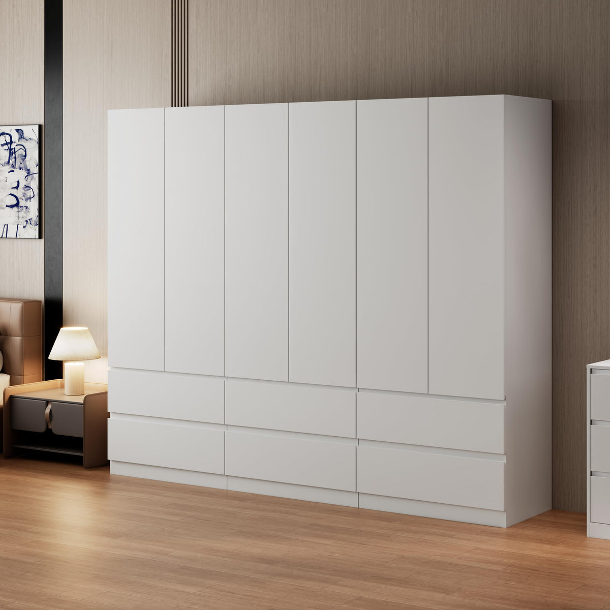 White Armoire Wardrobe Closet with Large Capacity, 78.74" Tall Bedroom Armoire, Wooden Wardrobe Cabinet with 2