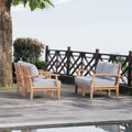 Marina Premium Grade A Teak Wood 4-Piece Outdoor Patio Furniture Set, Natural Gray