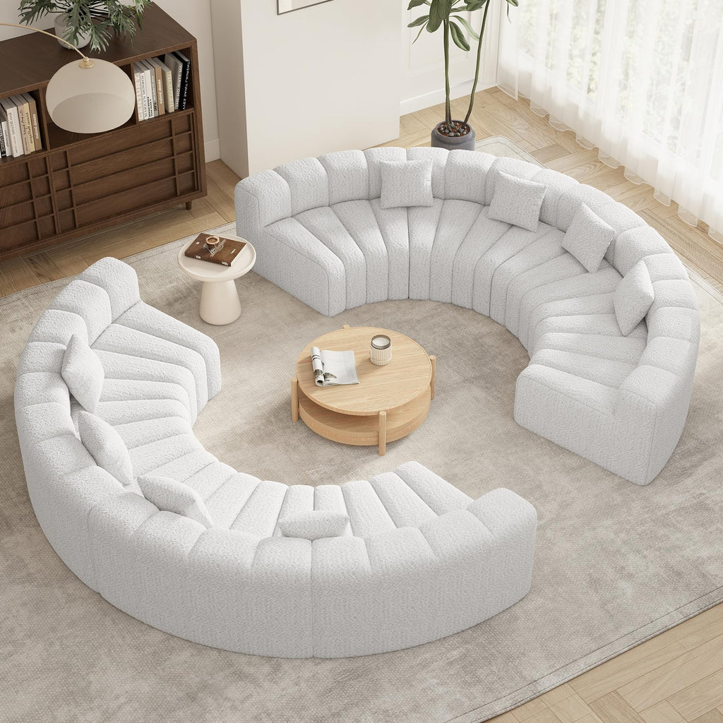 Oversized Curved Sofa, 8 Seater Modular Velvet Cloud Couch, Modern Boneless Sectional Couches, No Assembly Required