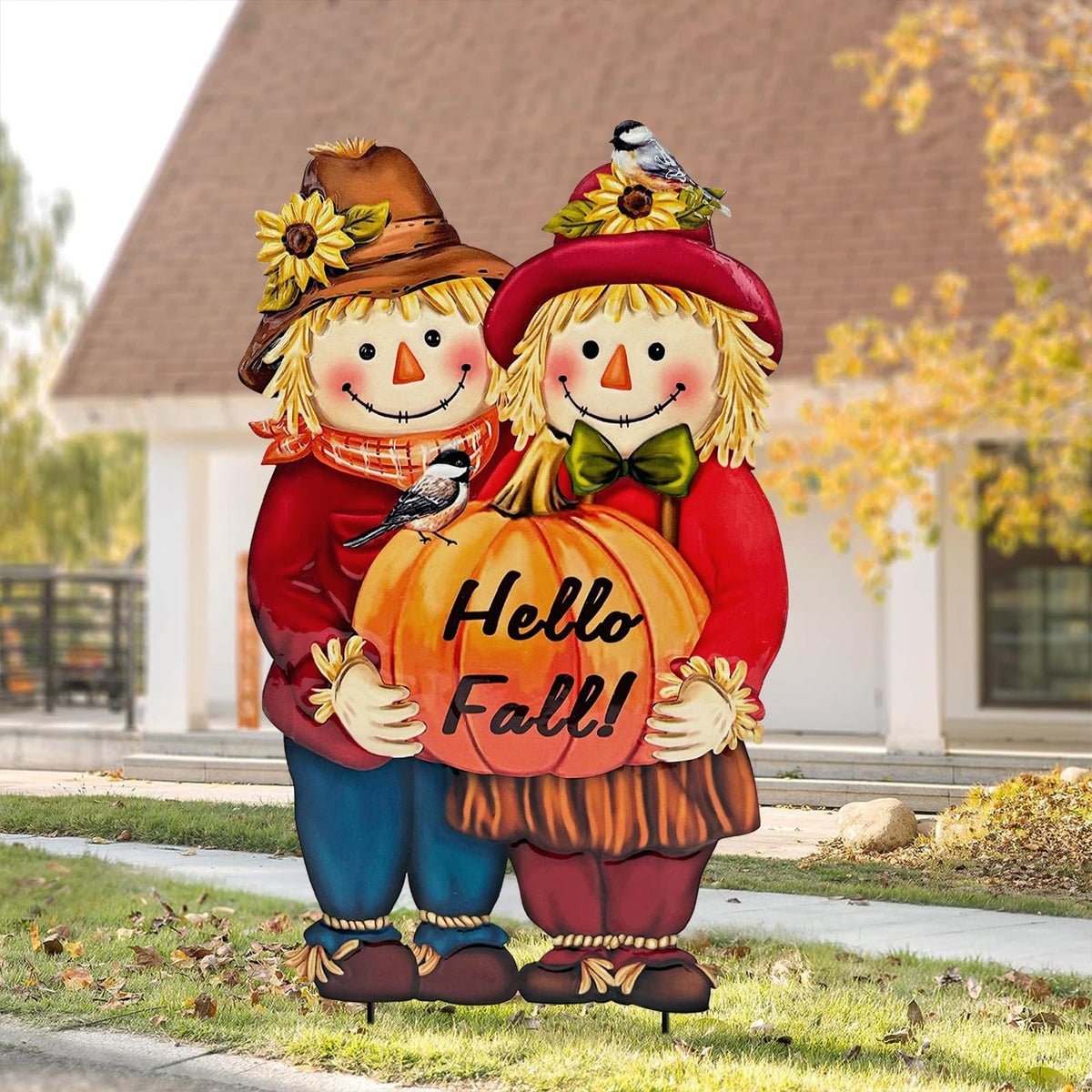 Decorations Outdoor, Thanksgiving Scarecrow with Pumpkin Garden Decor