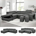 104'' Microfiber L Shaped Sectional Sleeper Sofa Couch with Pull Out Bed and Storage Ottoman, Convertible Couches