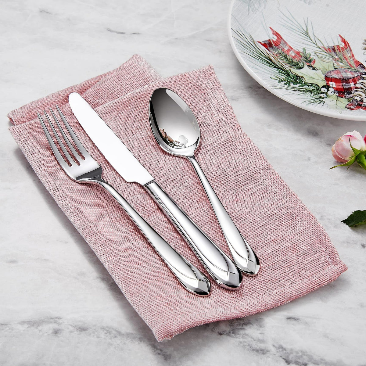 Premium Astra 20/45/65-Piece Silverware Set (20, Silver)