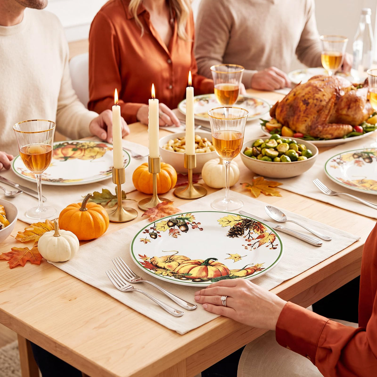 6 Pcs 7 Inch Fall Plates Pumpkin Ceramic Thanksgiving Salad Plates