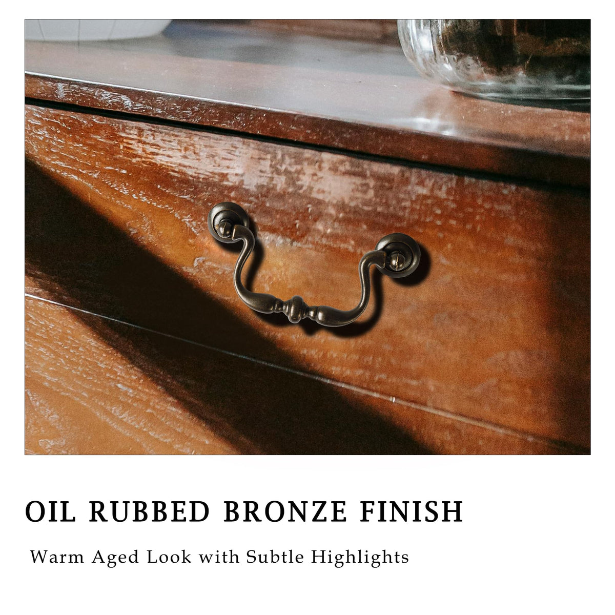 Oil Rubbed Bronze Drop Bail Drawer Pulls 4 Pack, 4" Hole Centers
