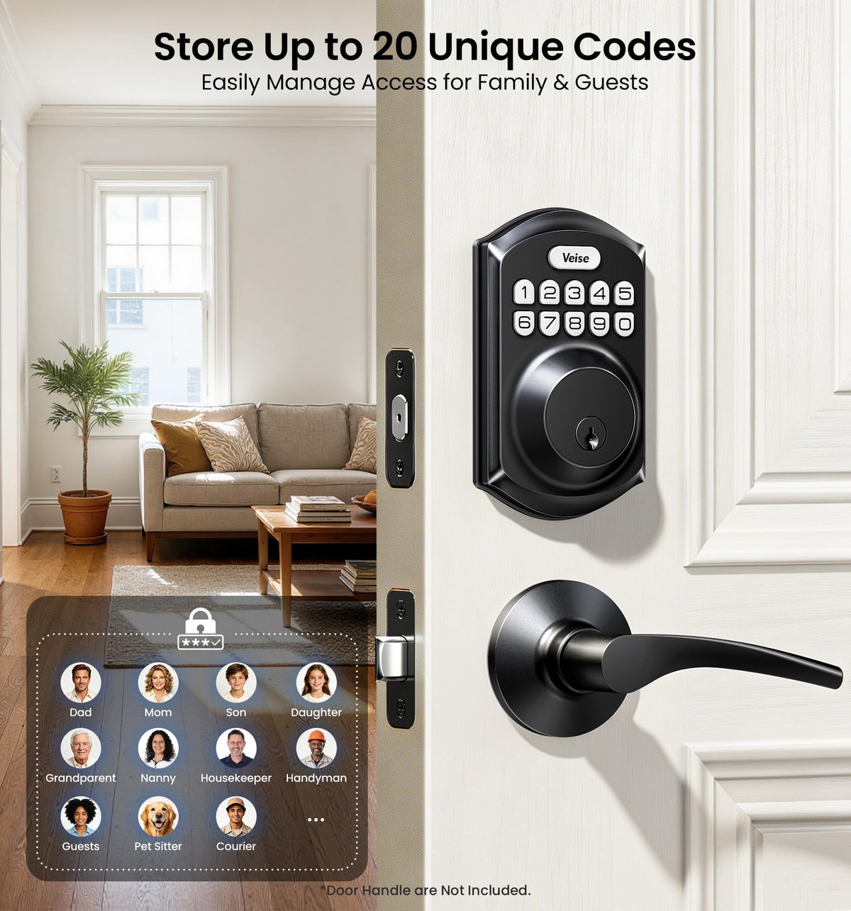 Keyless Entry Deadbolt, Electronic Keypad Lock, Matte Black