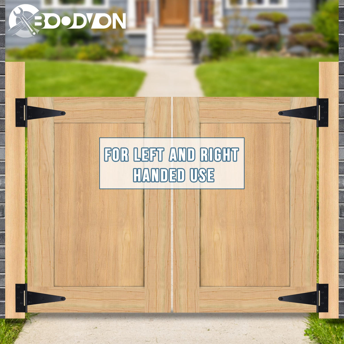 4 Inch T-Strap Gate Hinges, Shed Barn Door Hinges Heavy Duty, Black Tee Hinges for Wooden Fences, Yard Gate, Wrought