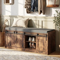 42" Farmhouse Shoe Storage Bench, Rustic Brown, 2pc