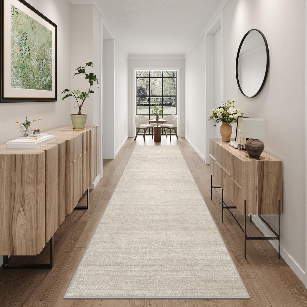 2x12 Runner Rug Non Slip, Washable Rug Runners s, Beige