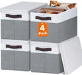 Large Closet Storage Baskets Bins with Lids 4 Pack, Storage Baskets for Organizing Shelves Nursery Bedroom, Home Dorm