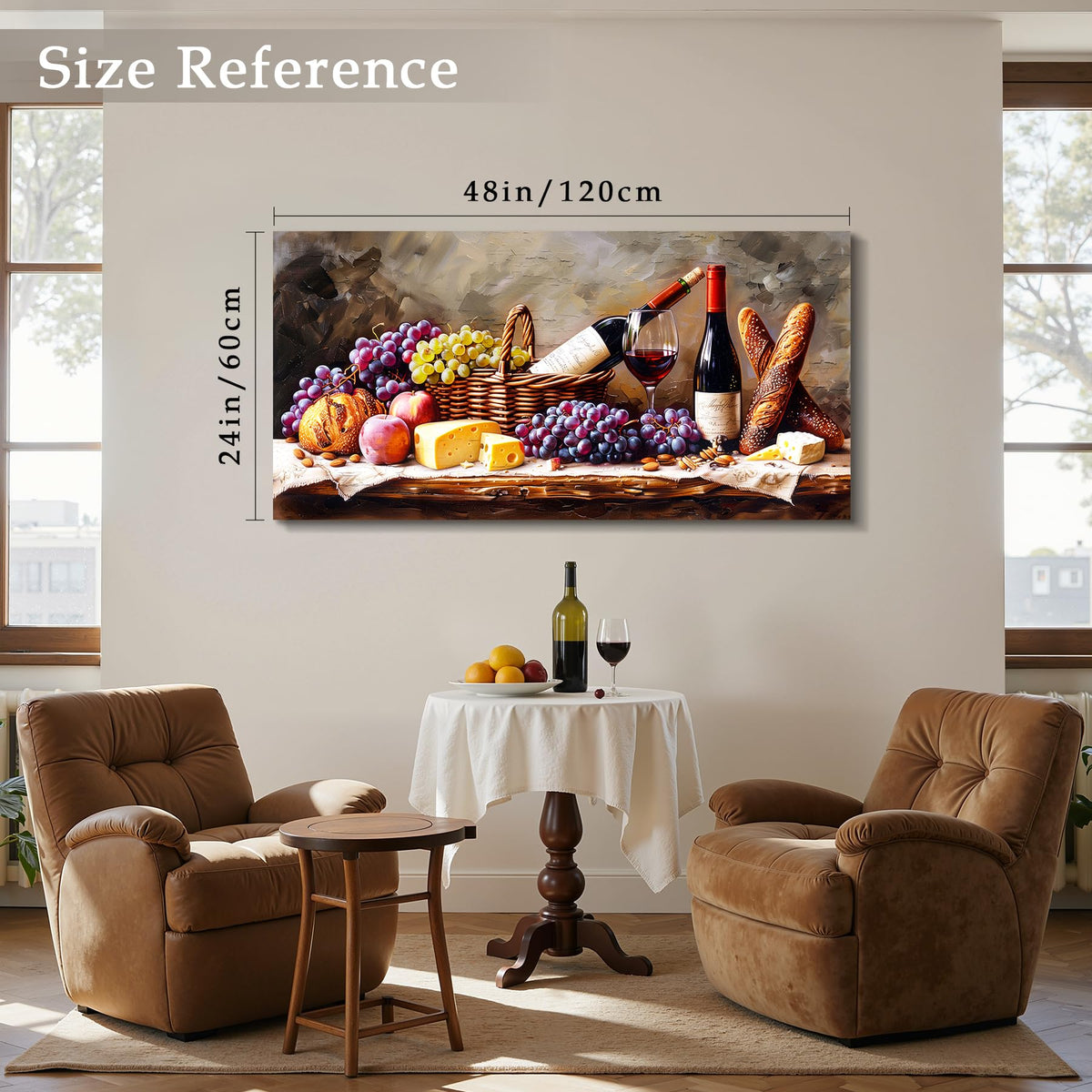 Rustic Wall Decor Wine Grape Canvas Prints 24"x48"
