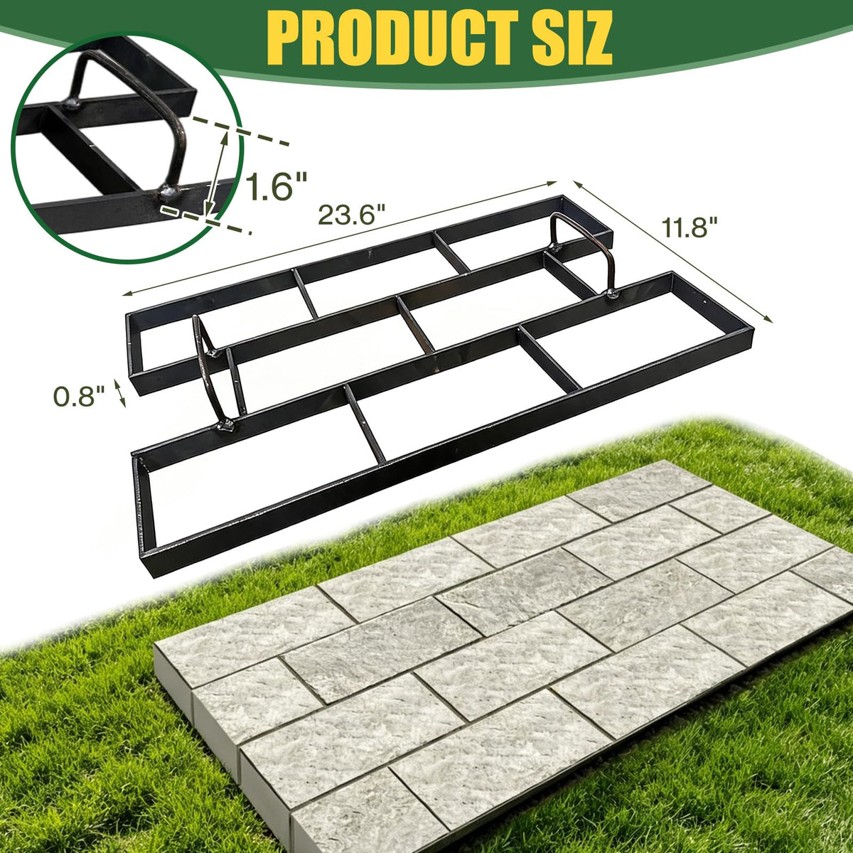 Reusable Concrete Molds 23.6 x 11.8 x 0.8 inch Walk Maker Paver (Metal