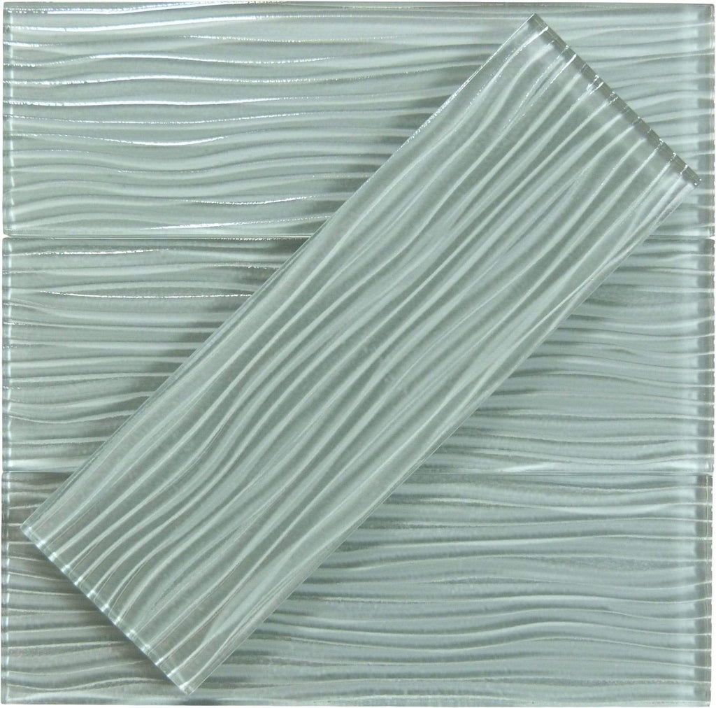 Oasis Tile Morning Mist Blue Wave | 4x12 Glossy Glass Subway Tile