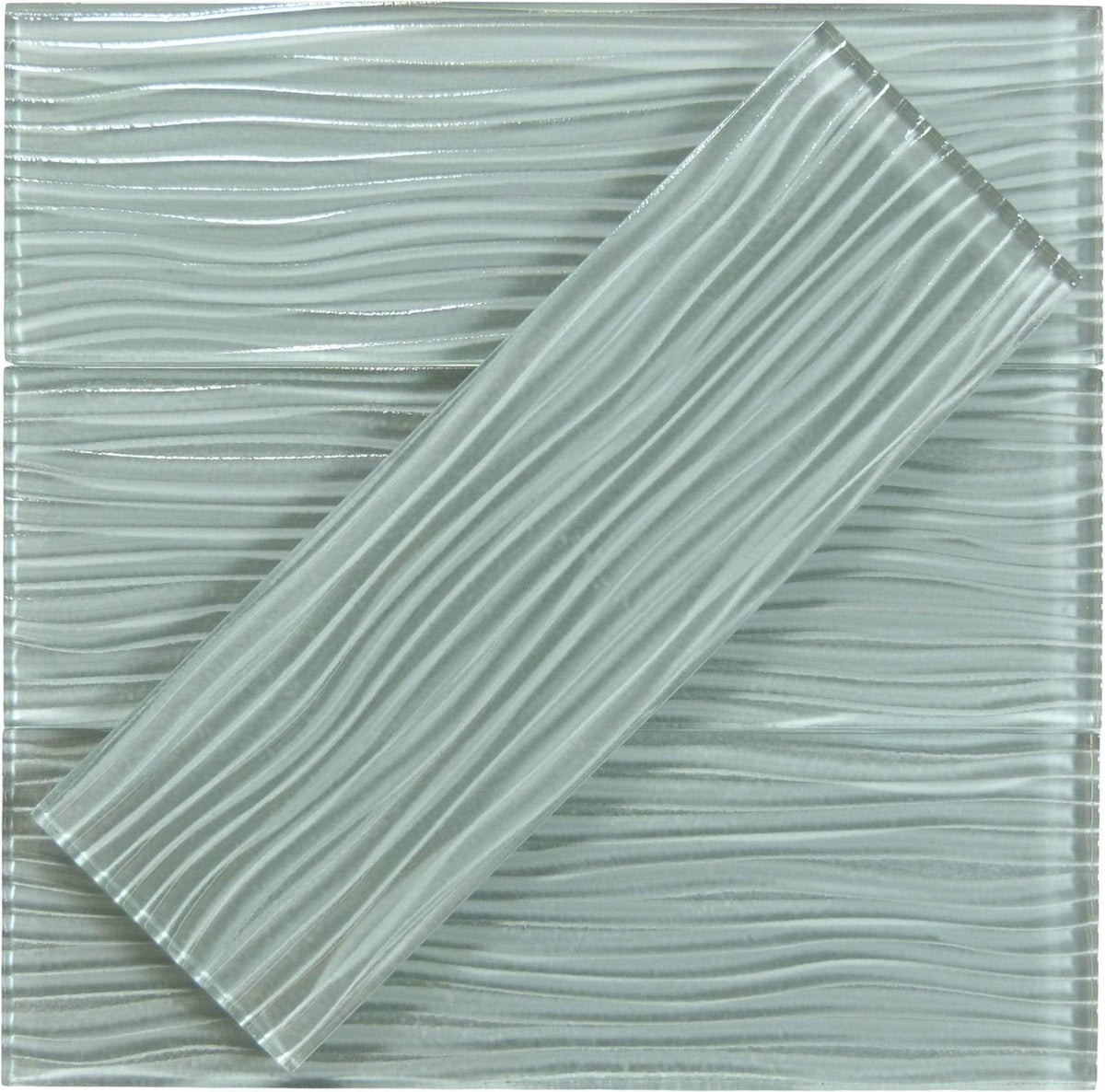 Oasis Tile Morning Mist Blue Wave | 4x12 Glossy Glass Subway Tile