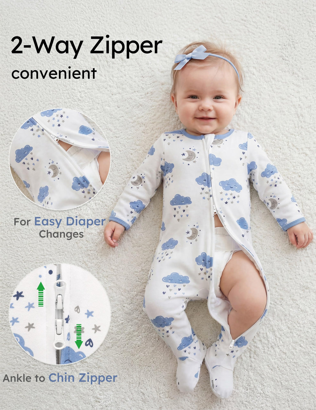 Baby Pajamas 100% Organic Cotton Baby Sleepers for Boys Girls Clothes, Pack Soft infant Toddler Footed