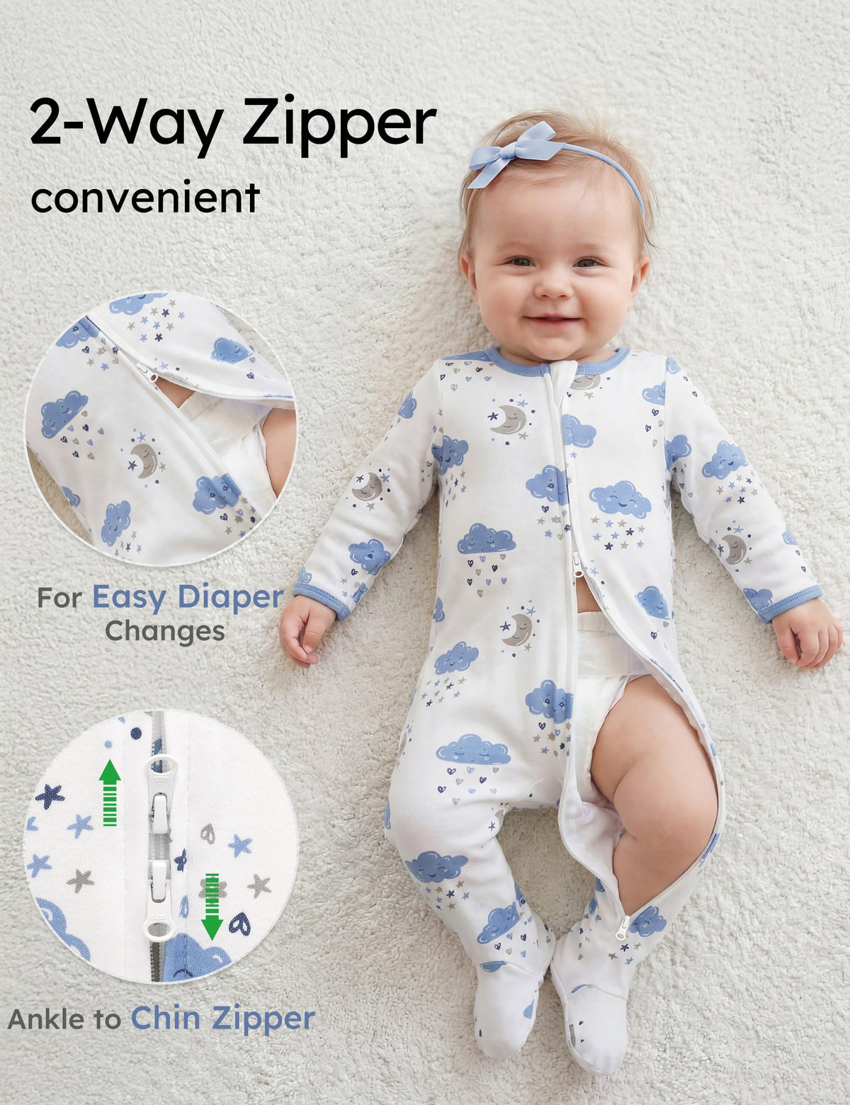 Baby Pajamas 100% Organic Cotton Baby Sleepers for Boys Girls Clothes, Pack Soft infant Toddler Footed