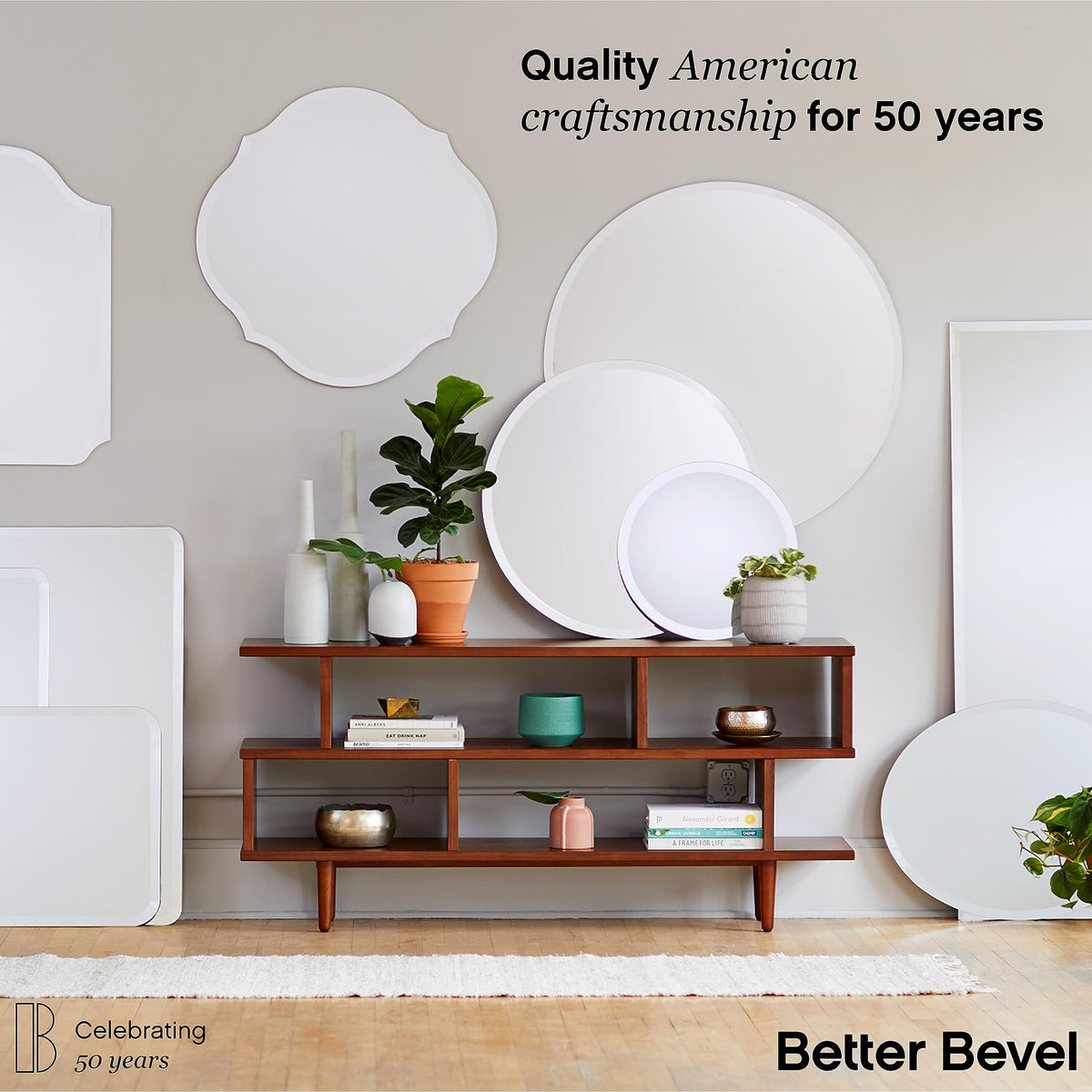 Frameless Rectangle Mirror, 20" x 30" Bathroom Wall Mirror w/Beveled Edge