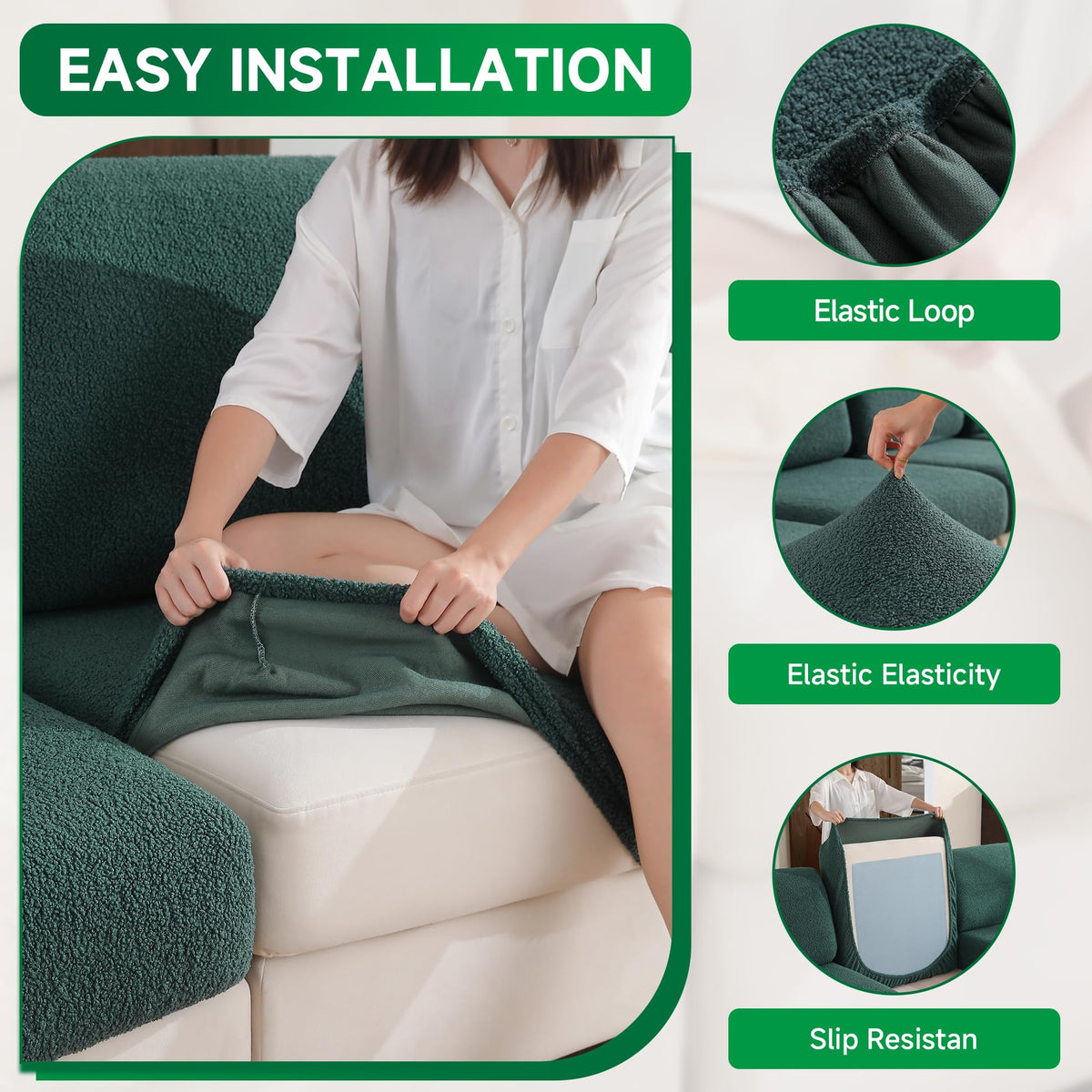 Couch Cushion Covers for Sectional Sofa, Stretch Soft Sofa Slipcovers