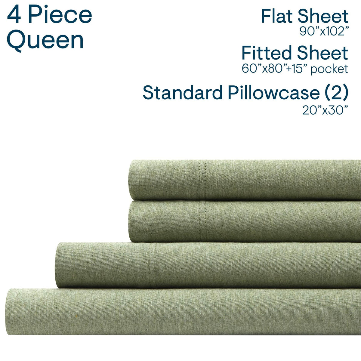 Super Soft Jersey Knit Sheet Set, 4 Piece Bed Sheets, Cotton Rich Jersey Sheets, Fits Mattresses up to 18" Deep