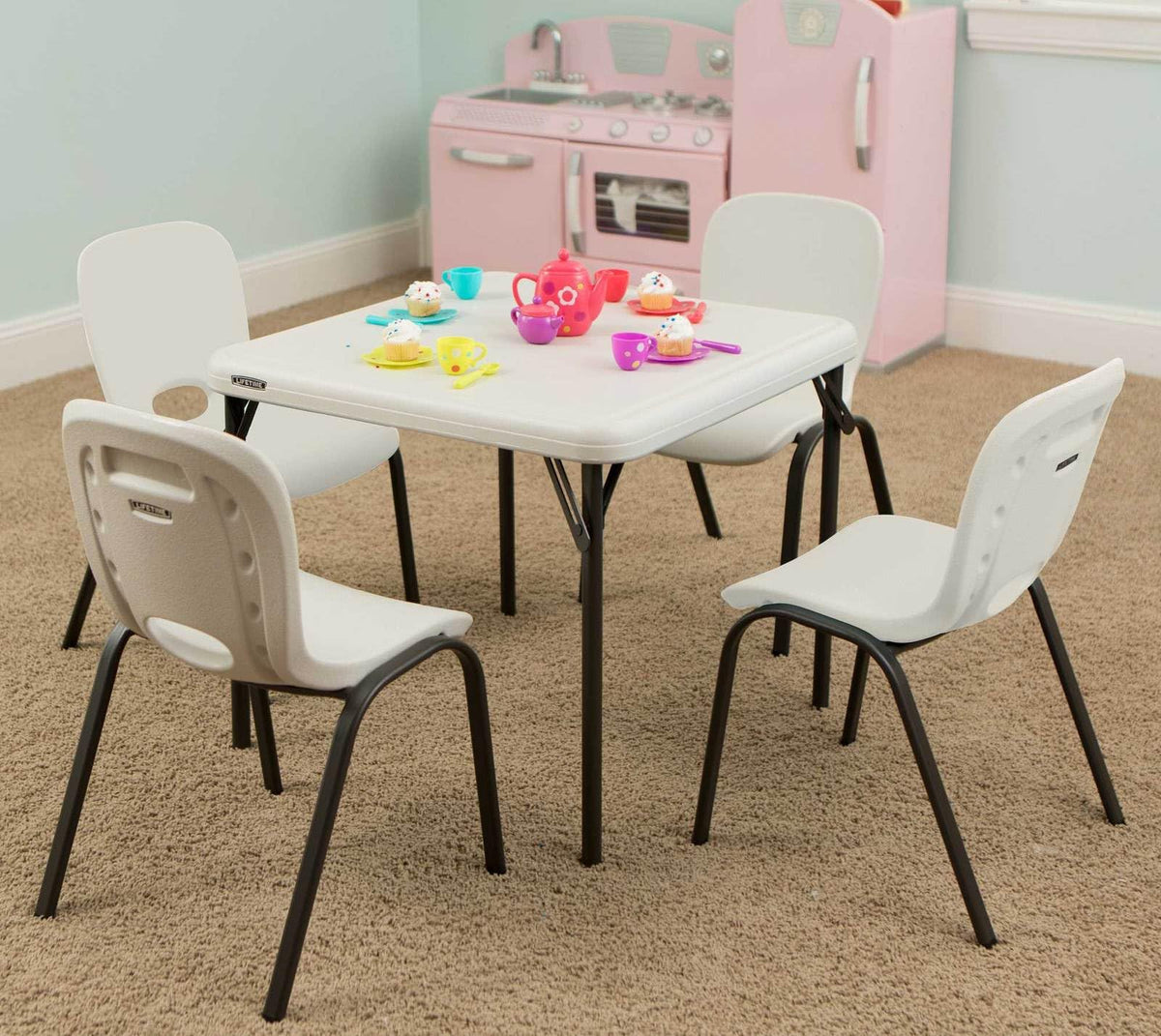 Kids Stacking Chair, Almond