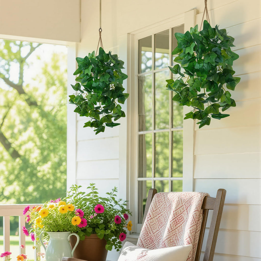 Faux Outdoor Plants Fake Hanging Plants, 2PCS