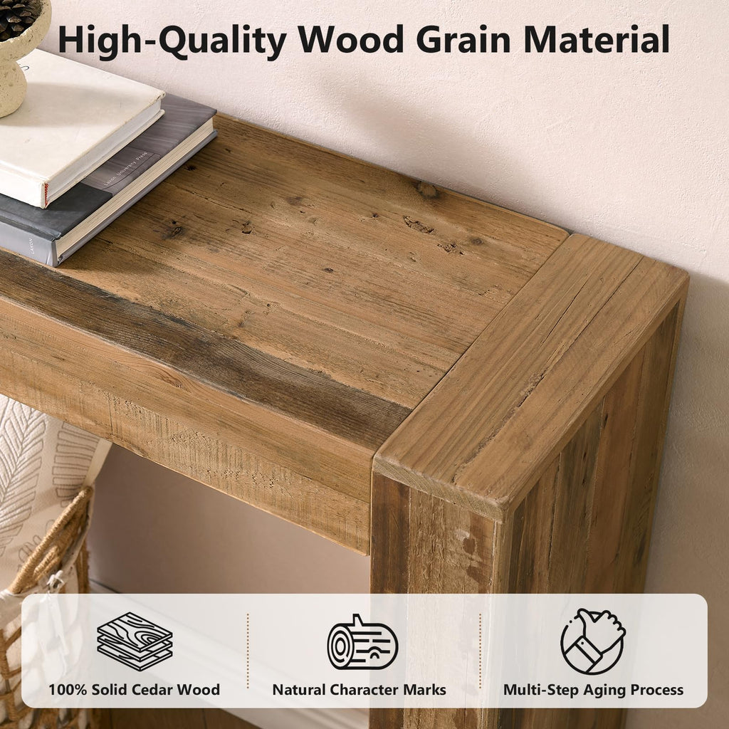 Reclaimed Solid Wood Console Table, 63" Long Farmhouse Entryway Table