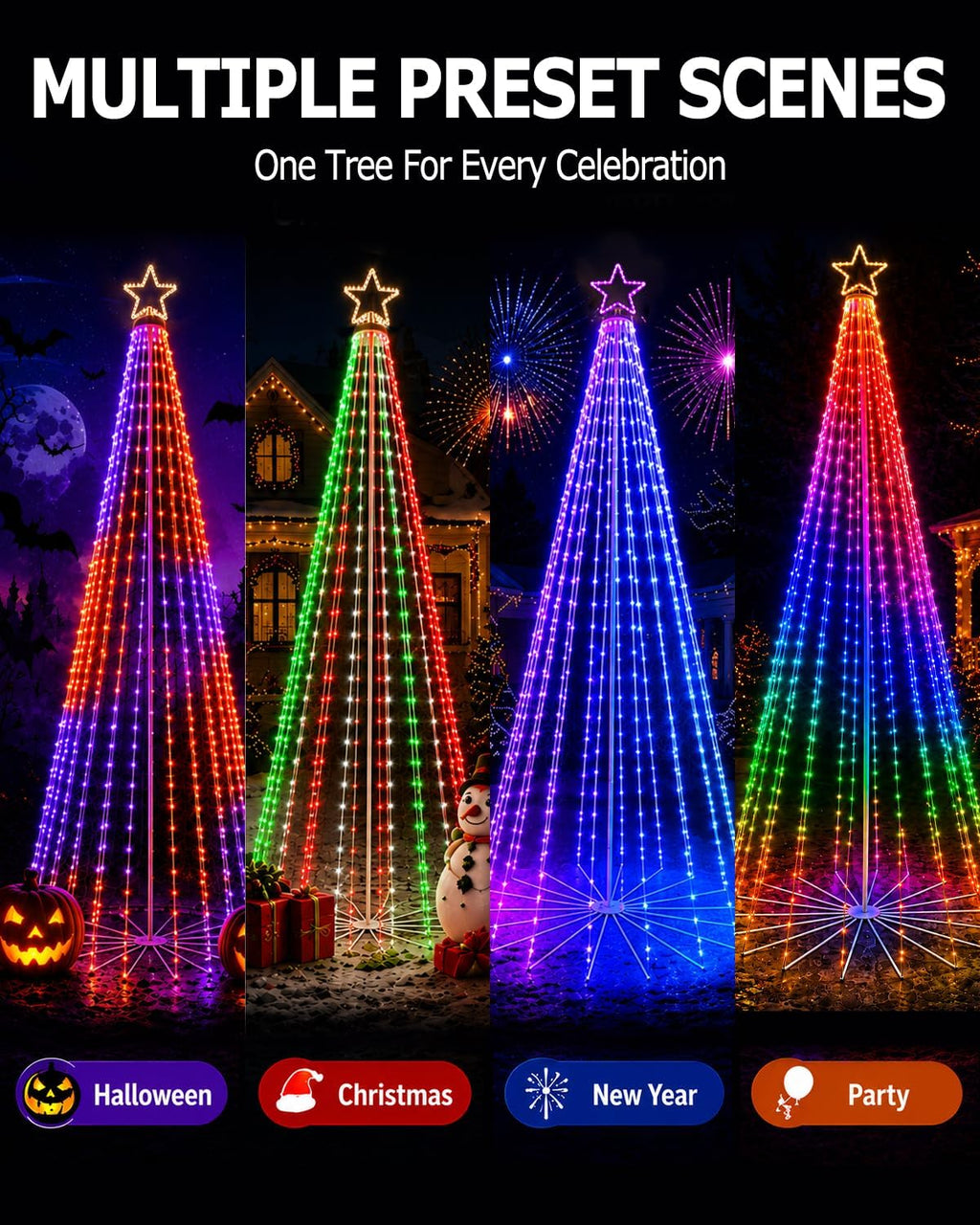 Outdoor Christmas Tree with Light, 7 to 17 ft, DIY Light Show LED Christmas Tree