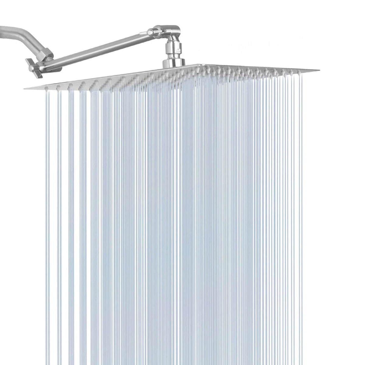 High Pressure Large Stainless Steel Square Rain ShowerHead With Shower Arm Waterfall Full Body Coverage Easy to Clean