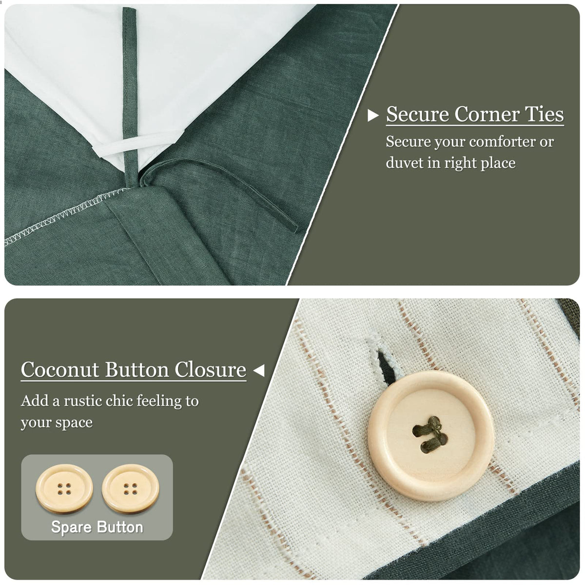 Deco 100% Linen Duvet Cover Set-Twin Size, 2Pcs Washed French Flax Comforter Cover Set with Pillow Sham Breathable
