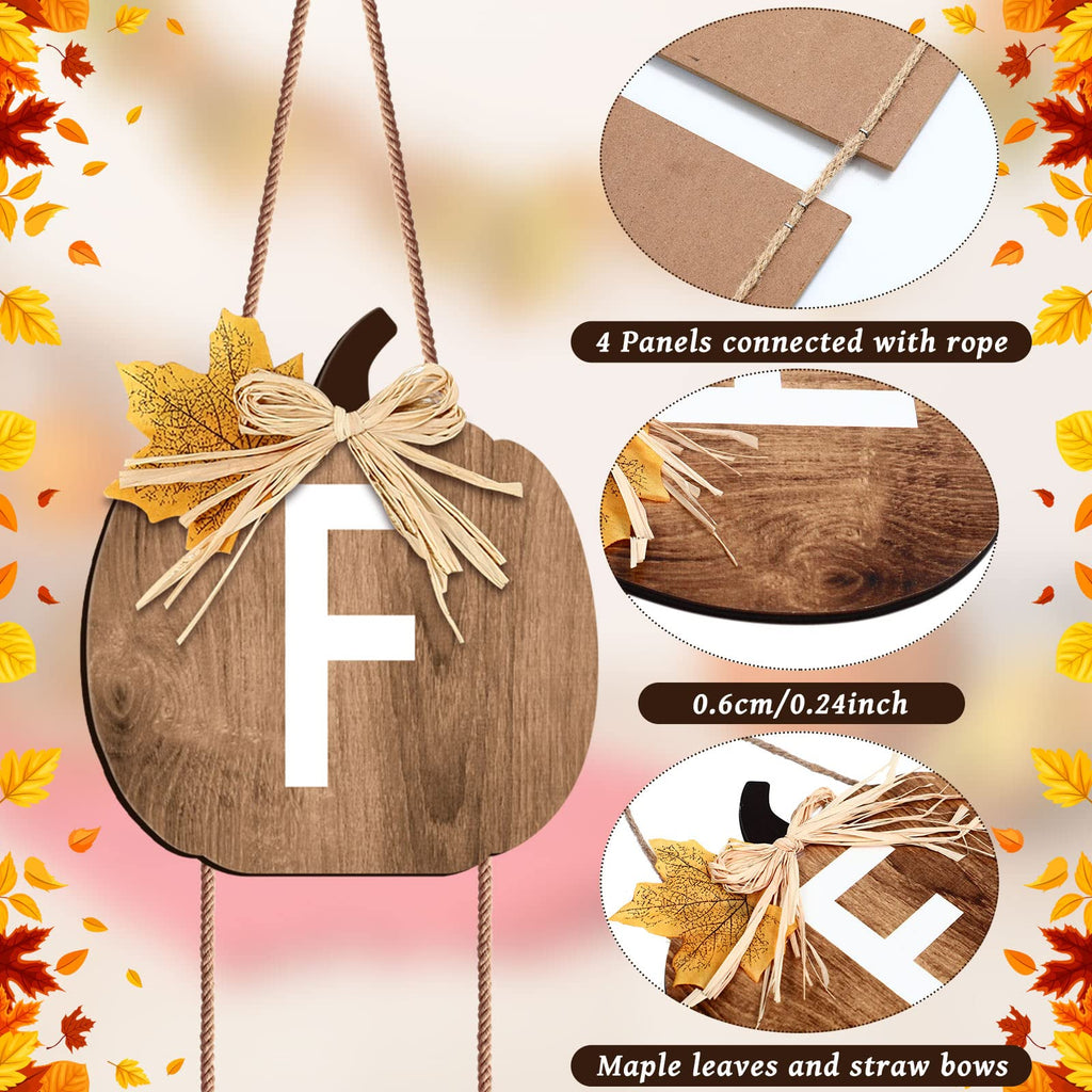 Fall Porch Sign Wooden Hanging Farmhouse, Classic Color, Pumpkin