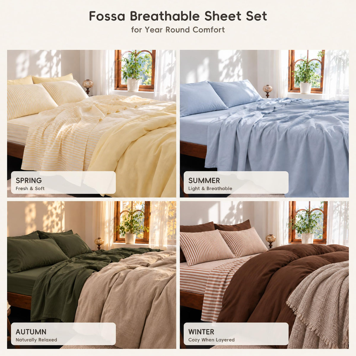 Cotton Sheets Set : Linen Feel Up to 19'' Extra Deep Pocket