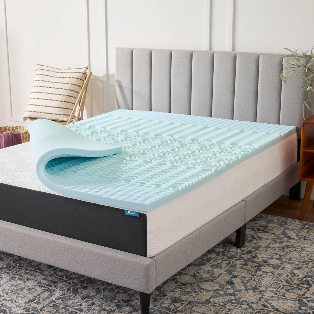 2 Inch Gel Memory Foam Mattress Topper, Queen size - 5 Zones - Cooling Gel Infusion - CertiPur Certified Foam