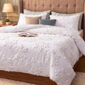 3 Pcs Snowflake Duvet Cover Set King White Snowflake Boho Tufted