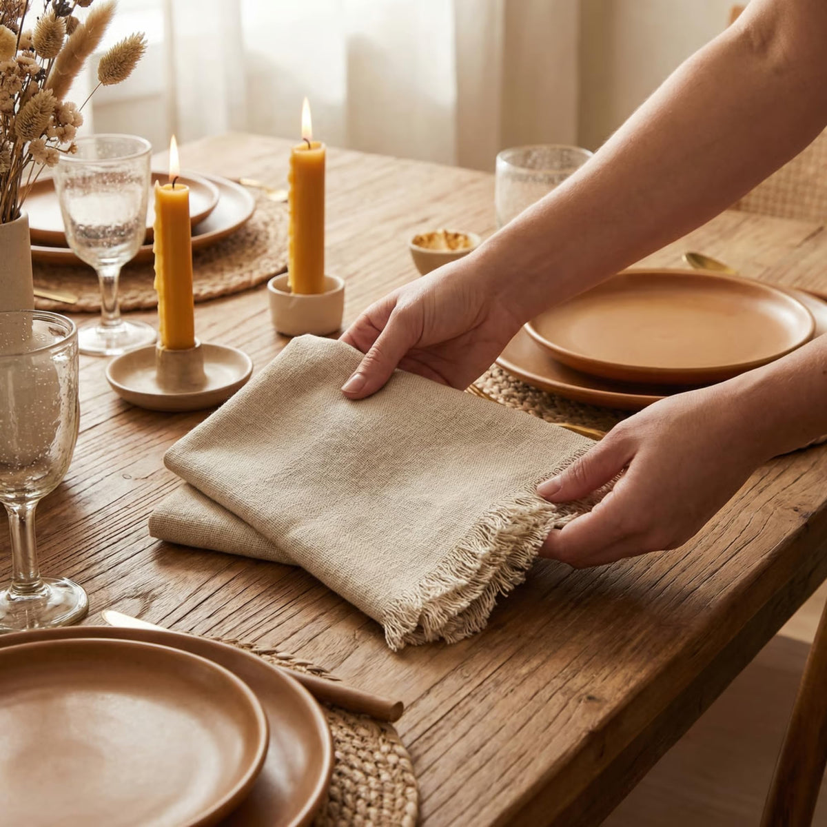 Natural Linen Cloth Napkins, Set of 12, 18x18 Inches
