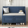 42" Rustic Storage Bench Entryway Bench Shoe Cabinet Ottoman (Antique Navy)