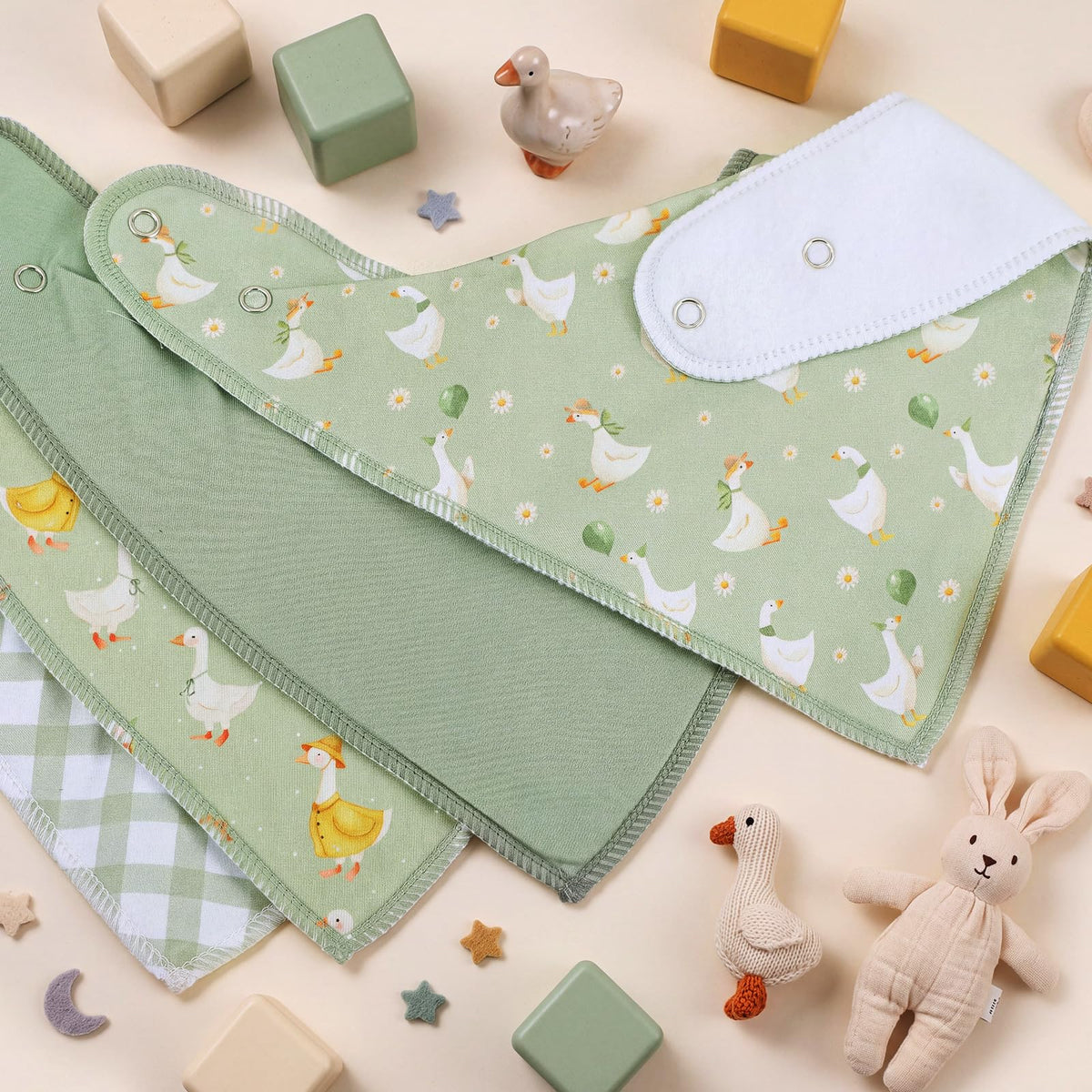 4 Pcs Goose Baby Bandana Bib Funny Goose Cotton